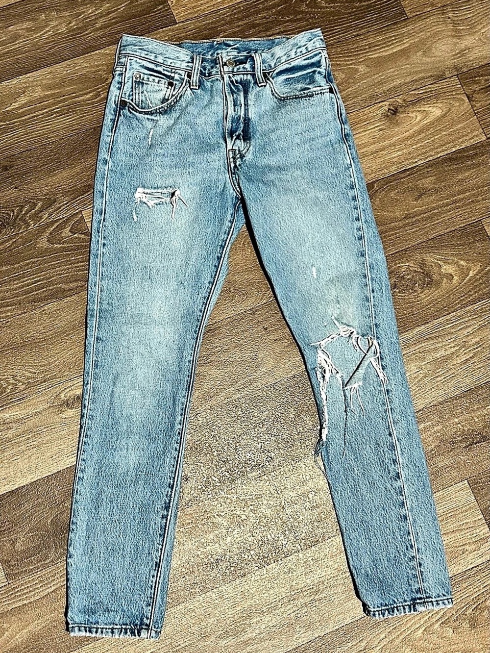 Waterless Straight Leg Distressed Jeans Waist 25